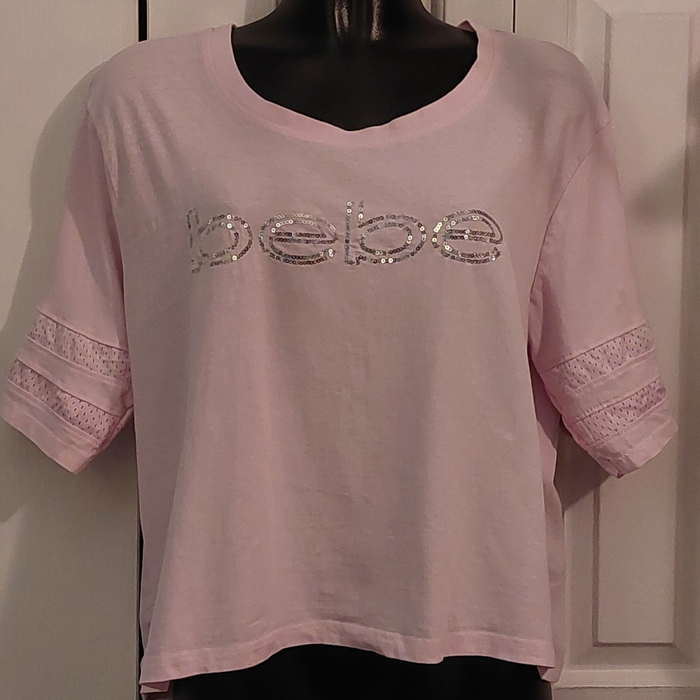 Bebe Sport Baby Pink Tee Sz XL